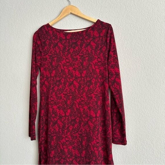 Michael Kors Cinnabar Red Umbria Lace Print Stretch Matte Jersey Sheath Dress M - Picture 4 of 8